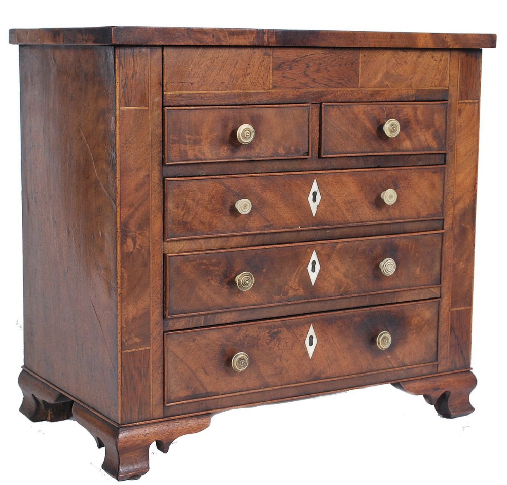 C19th miniature Scottish apprentice piece chest of drawers 