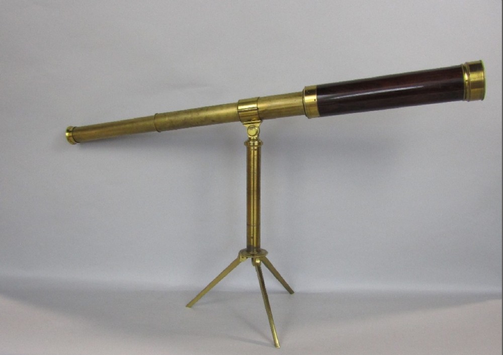 C19th mahogany and brass telescope on stand 