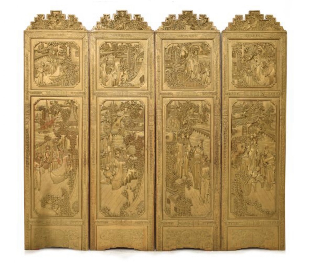 1920’s set of four Chinese wall panels 