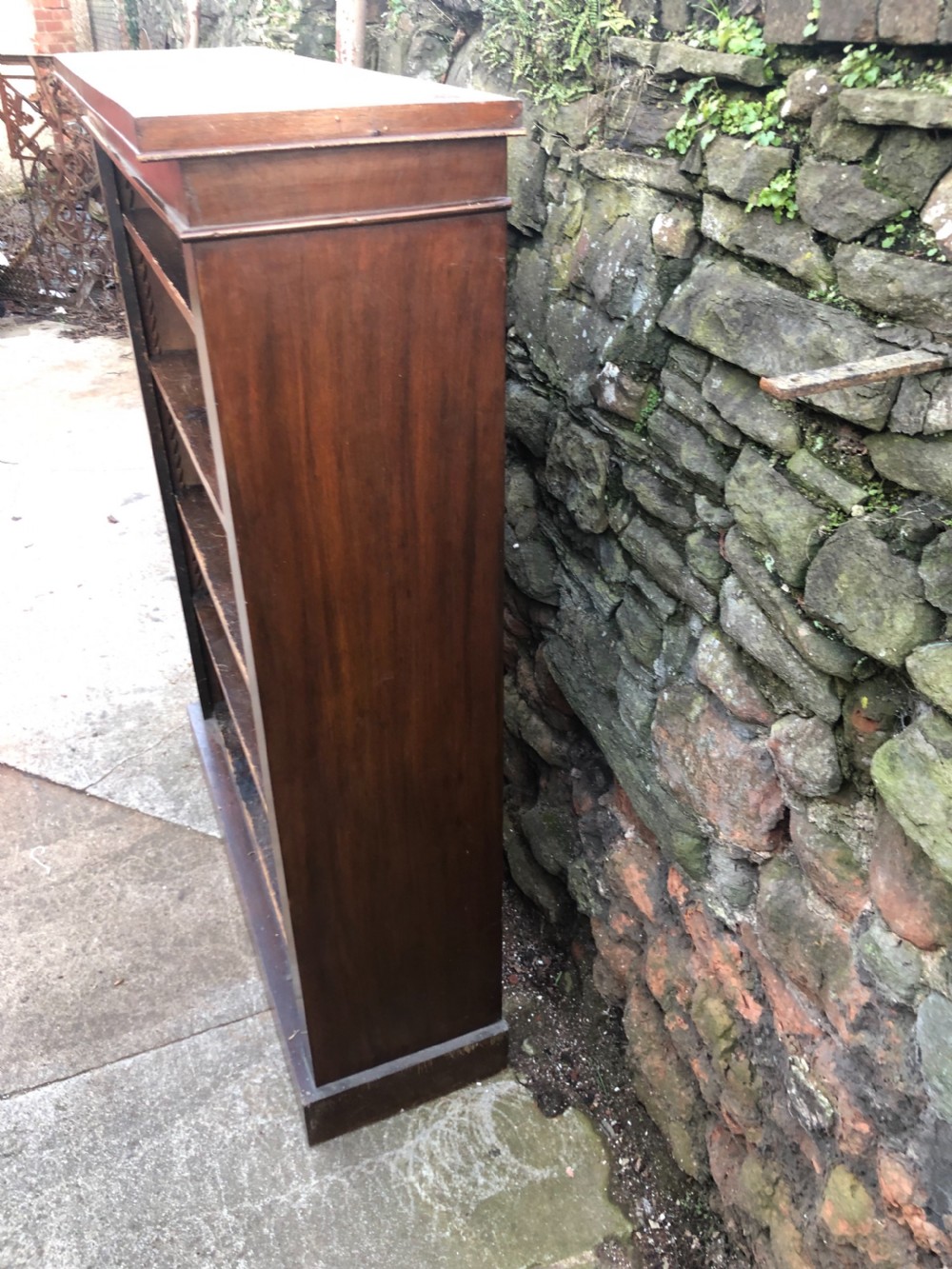 C19th large walnut veneered bookcase  View V