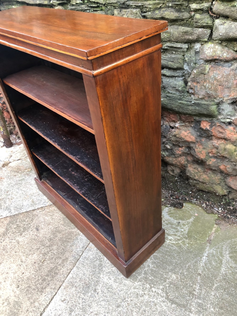 C19th small walnut veneered bookcase  View II