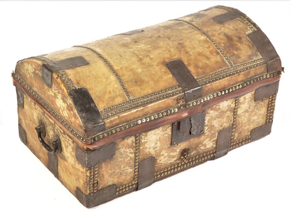 C19th pigskin carriage trunk 