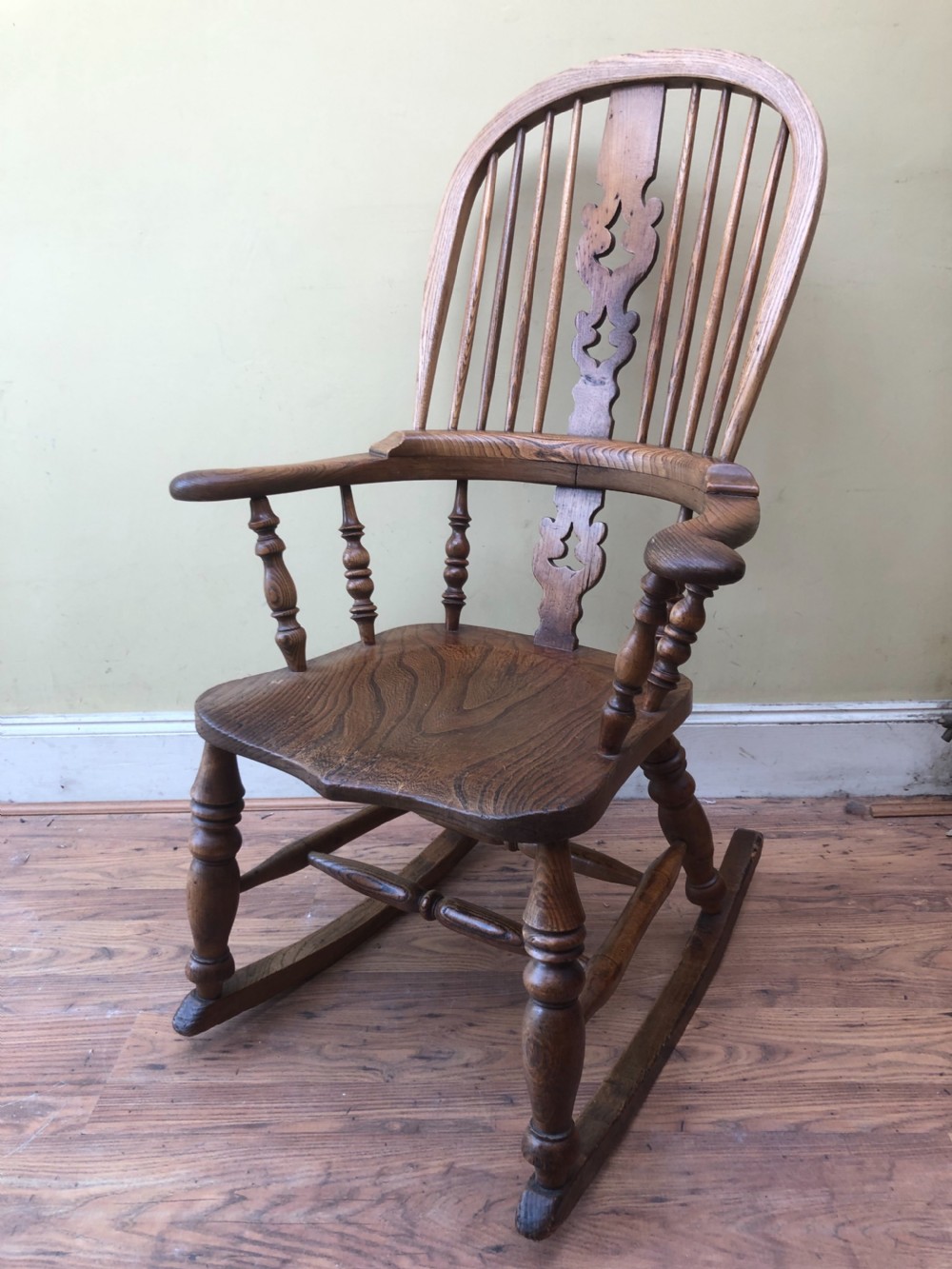 C19th broad arm Windsor rocking chair  View II