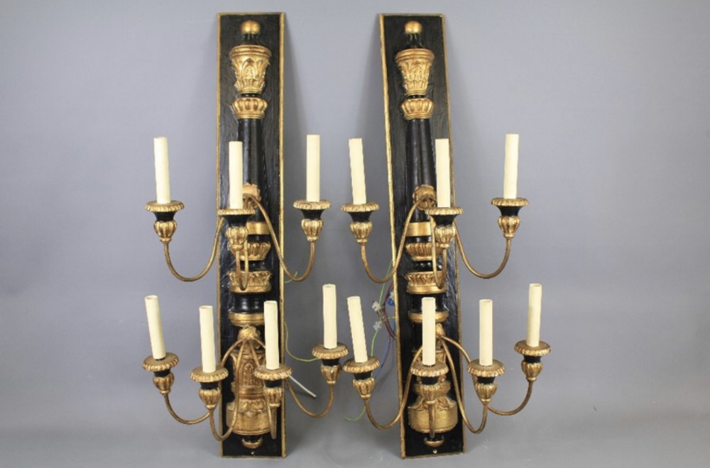 Early C20th pair of large wall lights 