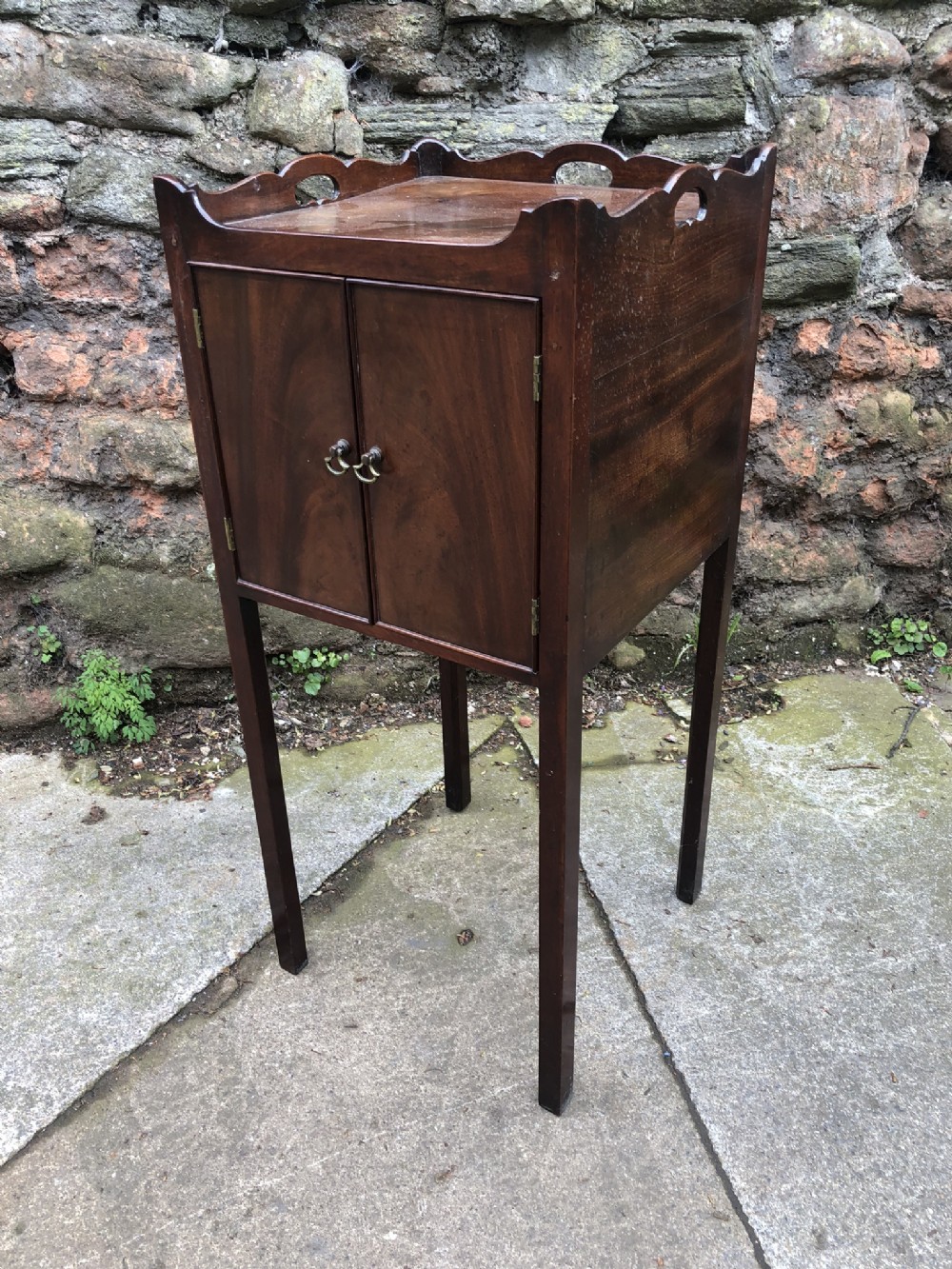 C19th tray top bedside cupboard