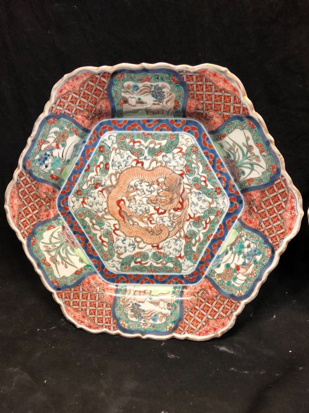 C19th Pair of Japanese Imari plates of hexagon form View IV