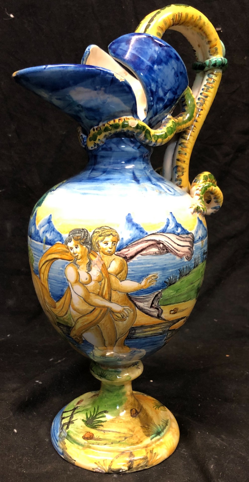 C19th maiolica ewer