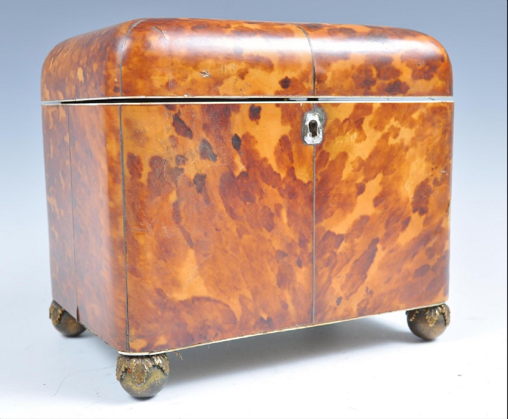 Early C19th blonde tortoiseshell tea caddy