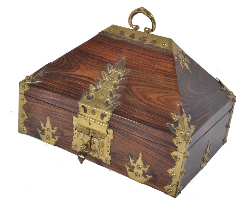 C19th Anglo Indian brass and coramandel box 