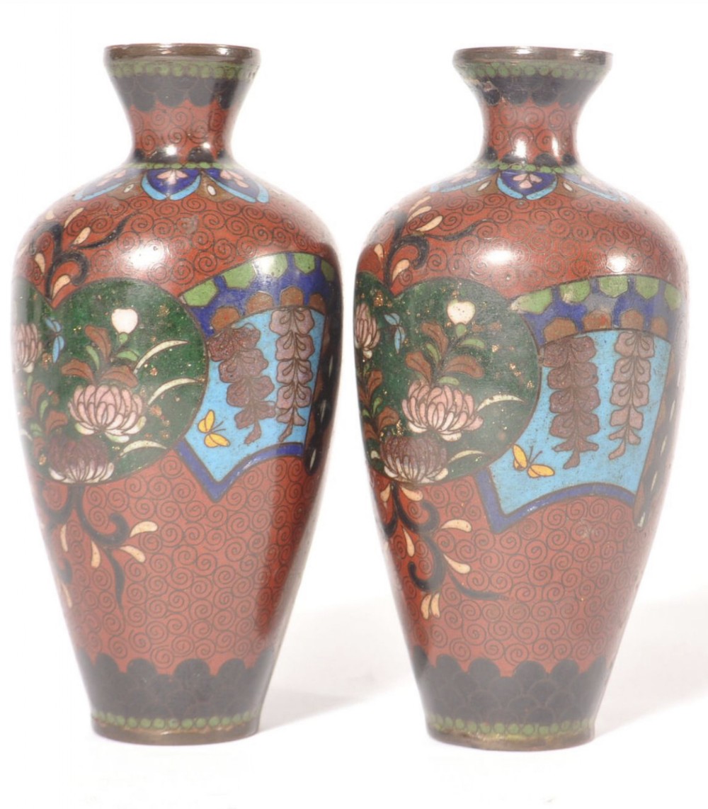 Pair of Meiji period cloisonné vases 