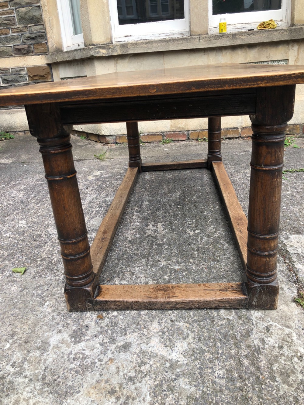 Oak kitchen table with gun barrel turnings  View III