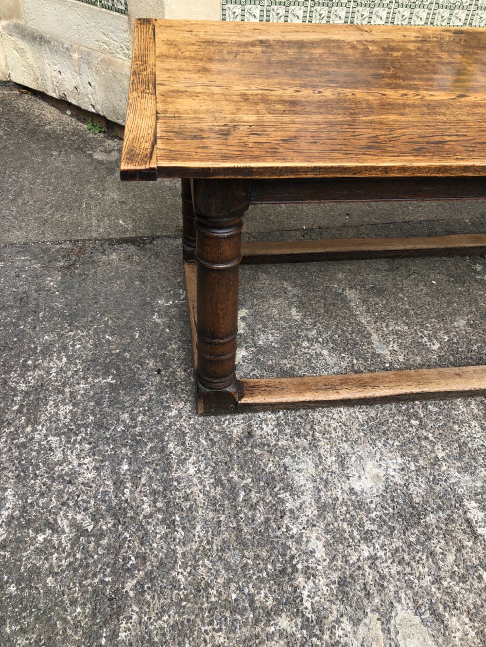 Oak kitchen table with gun barrel turnings  View IX