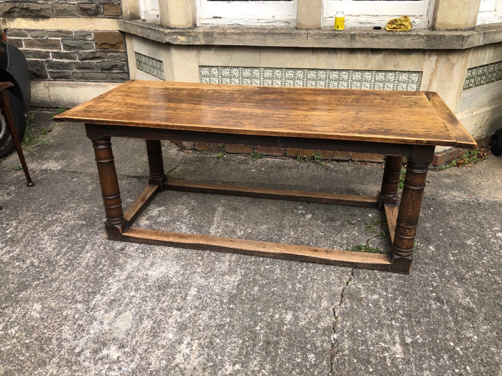 Oak kitchen table with gun barrel turnings  View X