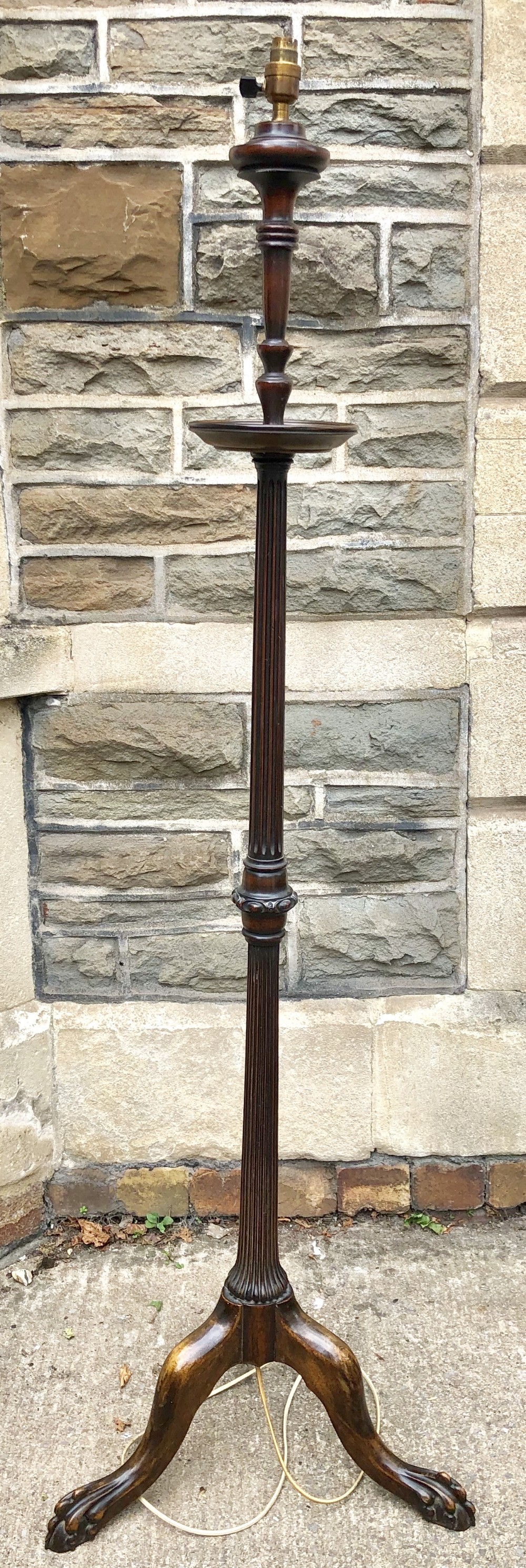 Carved mahogany standard lamp 