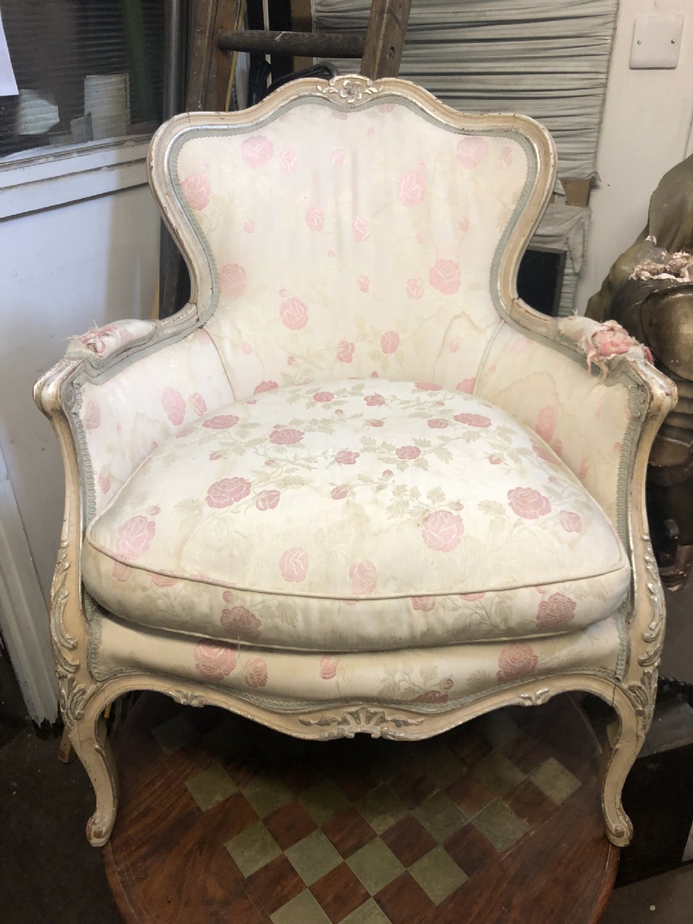 C19th painted French armchair