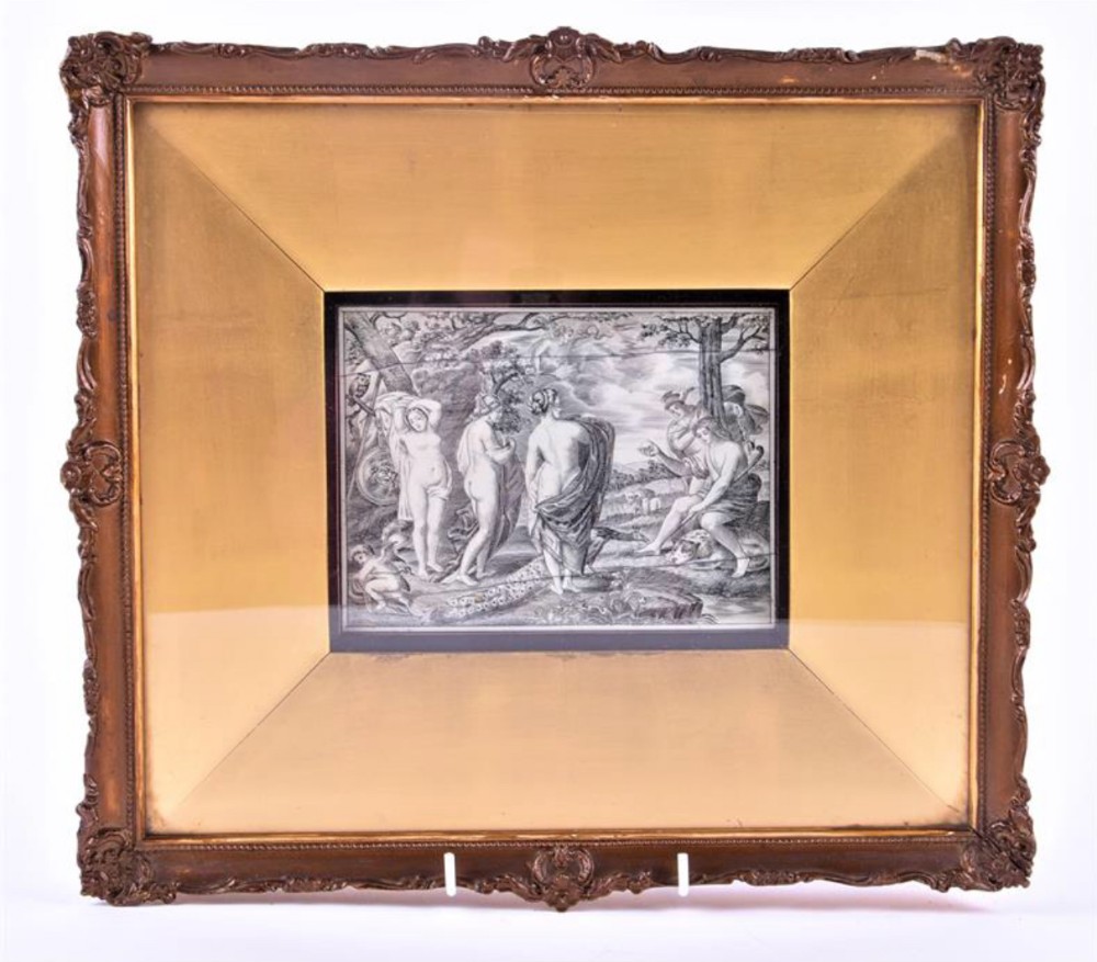 C17th ivory panel depicting the judgement of Paris after rubens