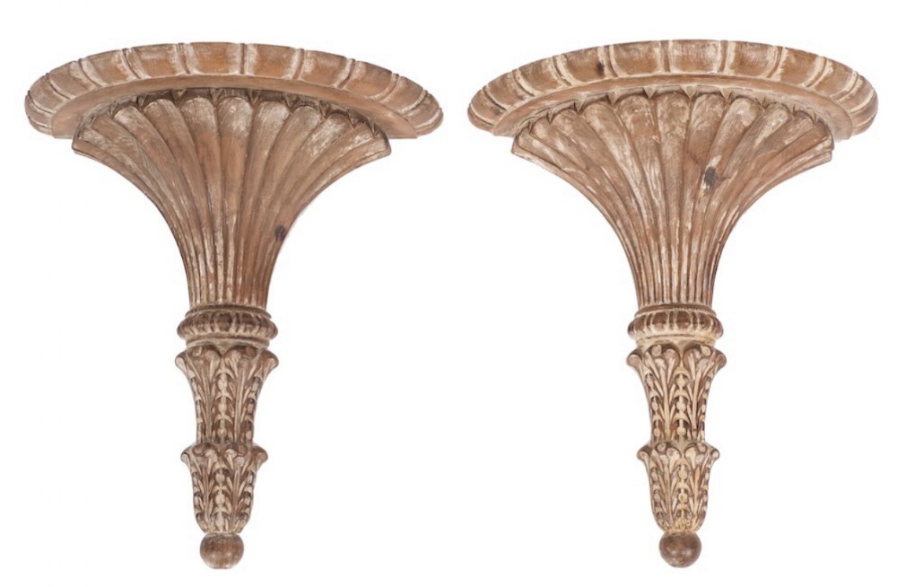 Pair of early C19th limewood wall brackets 