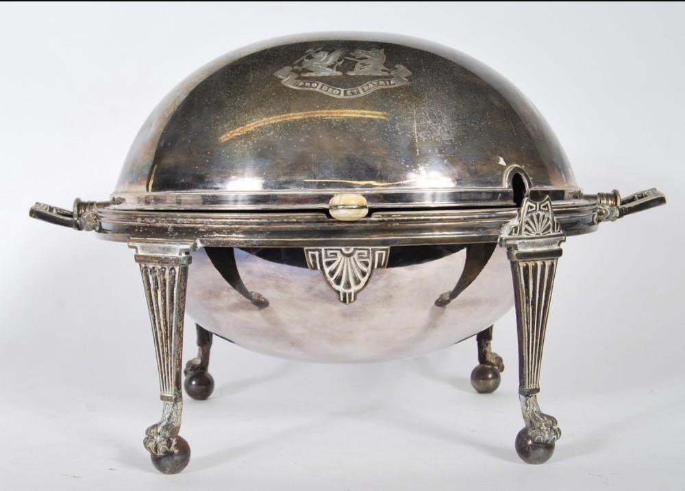 C19th country house silver plated roll top stand 