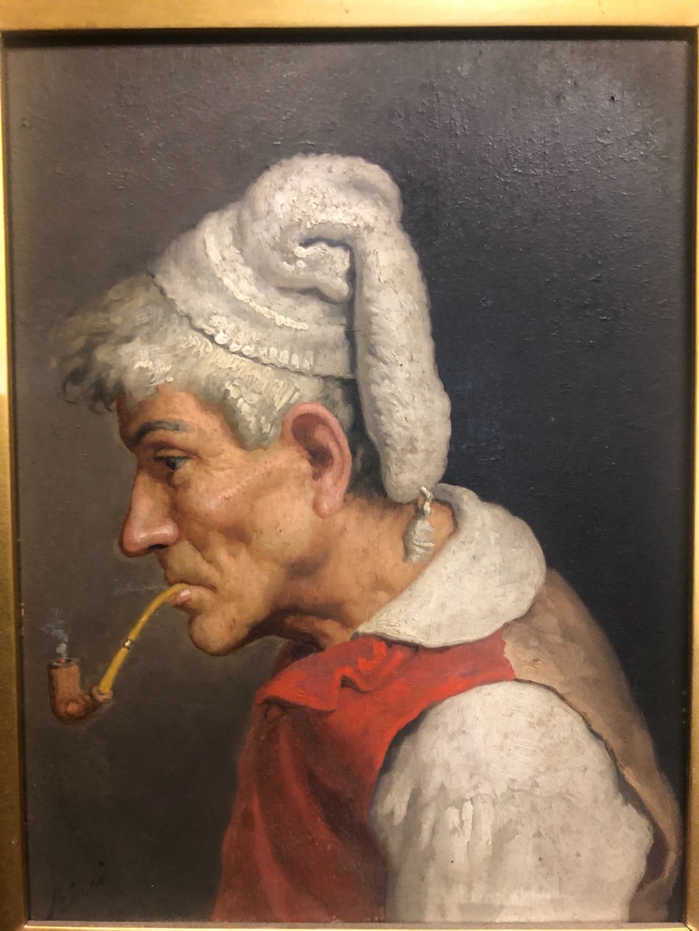 Pair of oil paintings of an old man and a woman, Italian ( M Bicci ) napoli View V