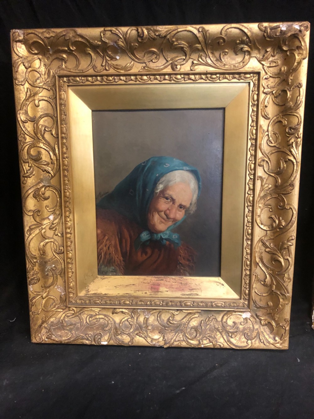 Pair of oil paintings of an old man and a woman, Italian ( M Bicci ) napoli View VIII