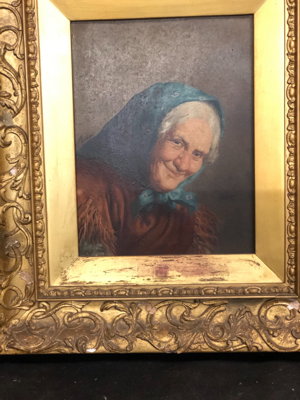 Pair of oil paintings of an old man and a woman, Italian ( M Bicci ) napoli View XIV