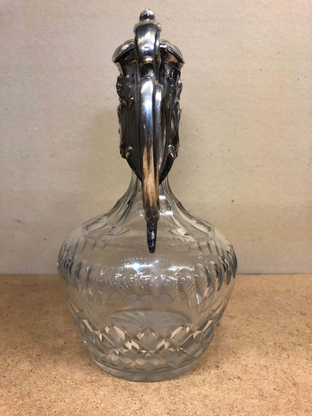 C19th claret jug with plated lid and handle  View II
