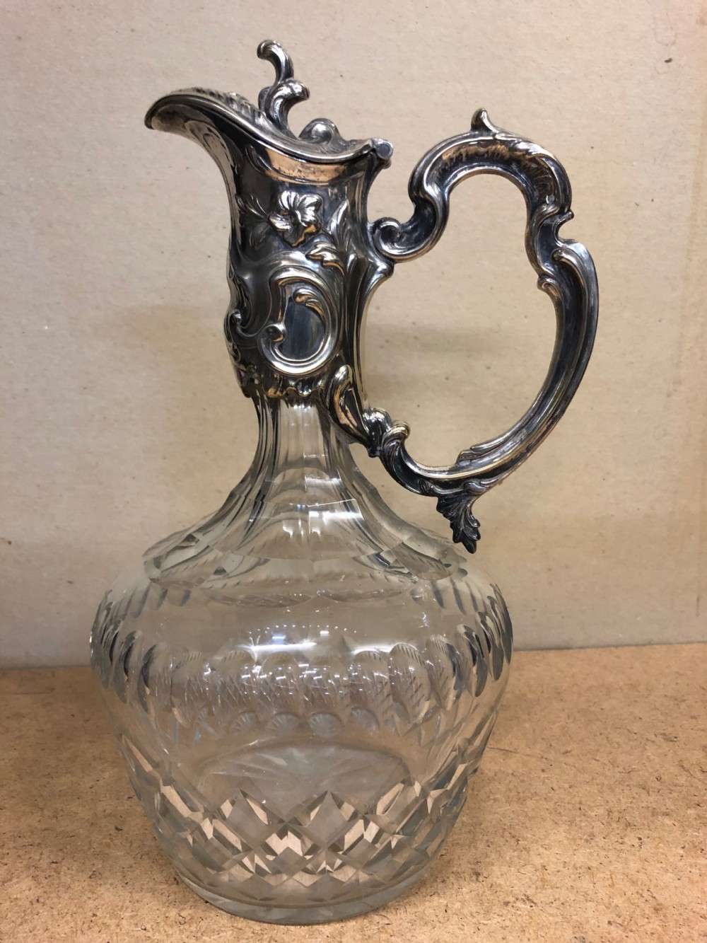 C19th claret jug with plated lid and handle  View III
