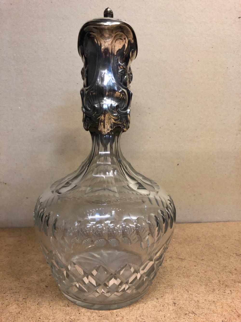 C19th claret jug with plated lid and handle  View IV