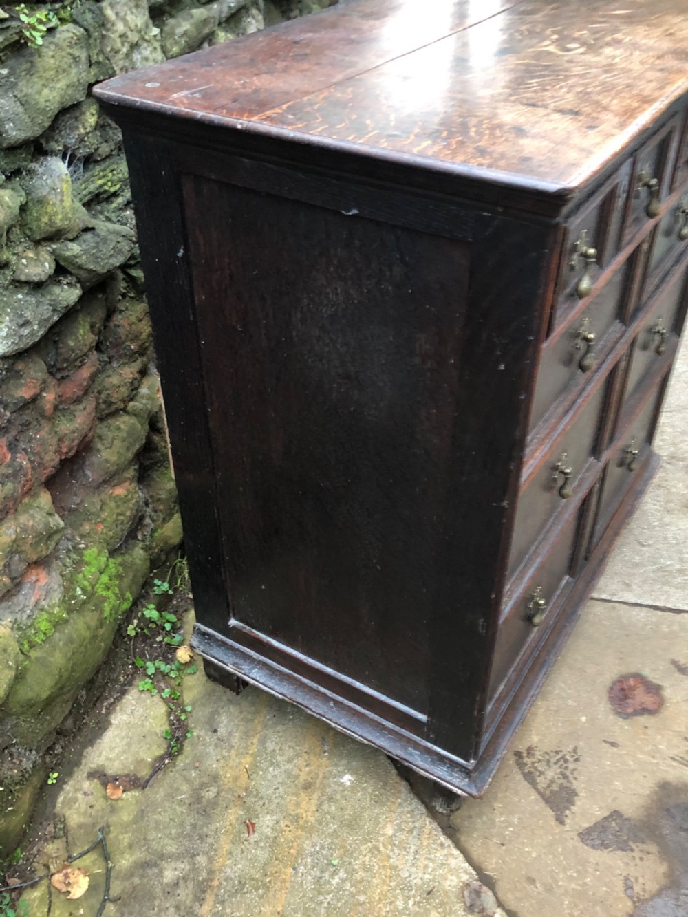 Small C18th block fronted chest of five drawers  View IV