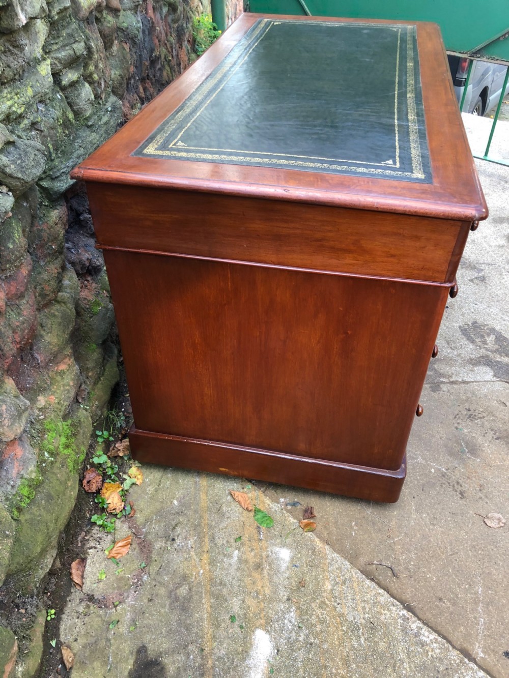 C19th mahogany pedestal desk  View V