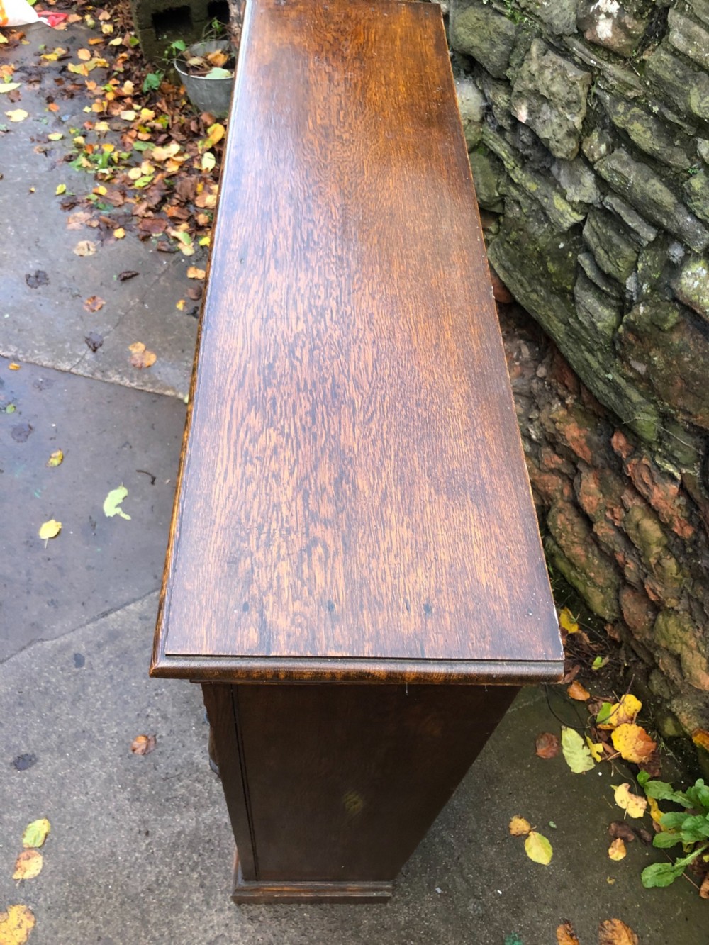 Edwardian oak open bookcase  View VII