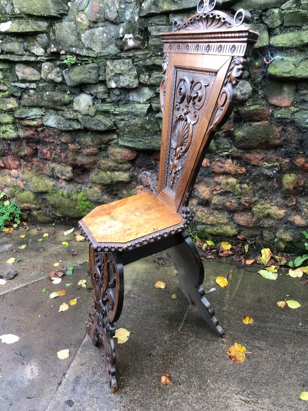 C17th Italian scabello carved chair  View VIII
