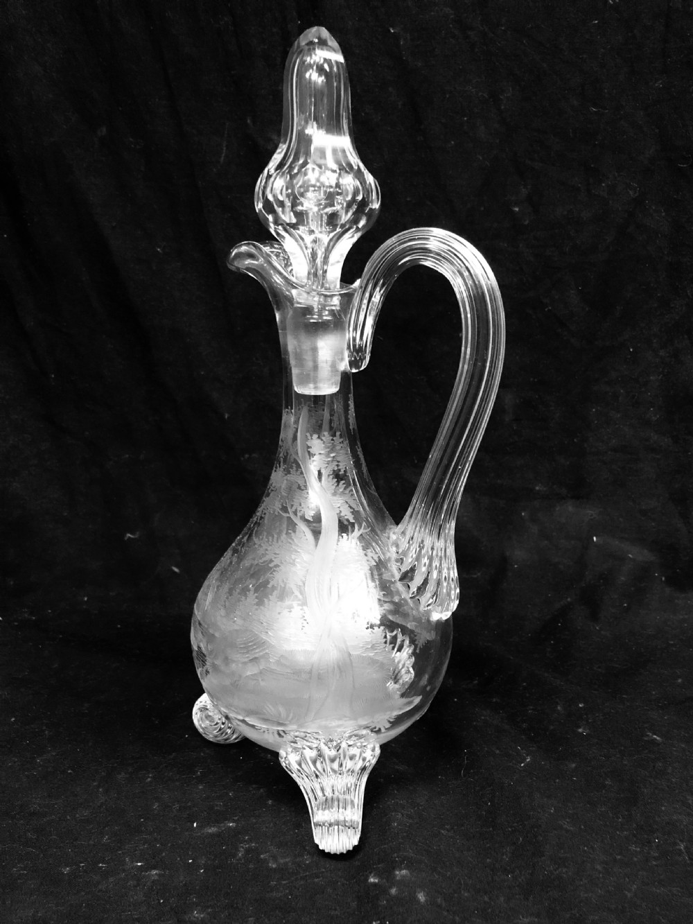 C19th cut glass and etched glass liquor decanter  View III