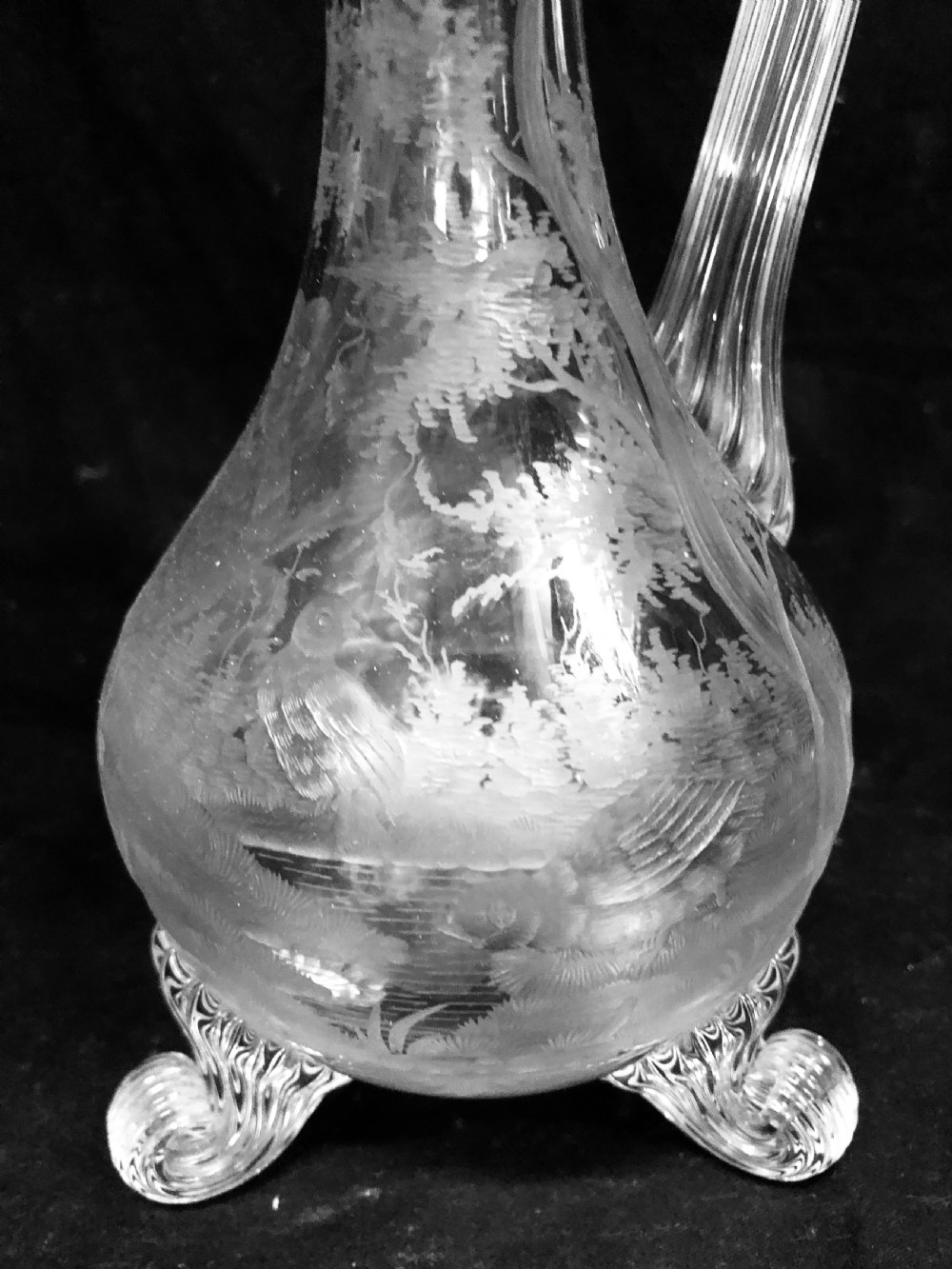 C19th cut glass and etched glass liquor decanter  View IV