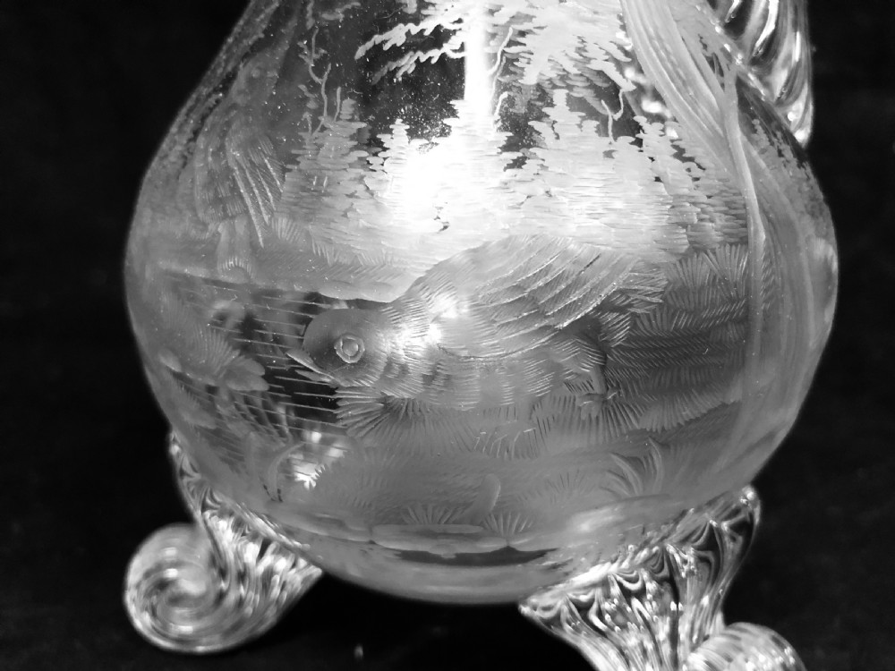 C19th cut glass and etched glass liquor decanter  View V