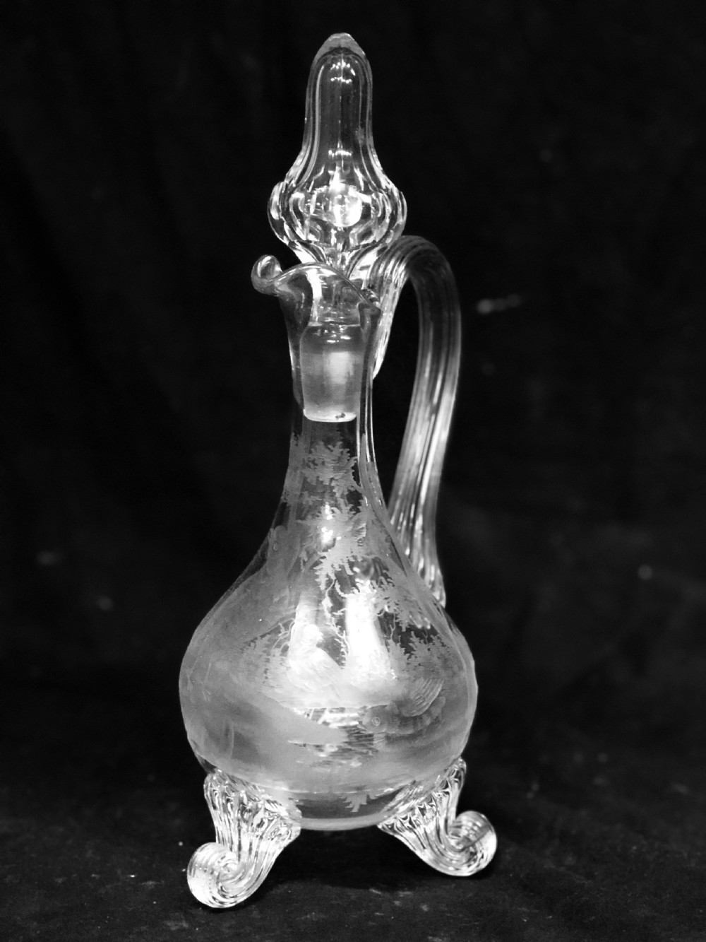 C19th cut glass and etched glass liquor decanter  View VII
