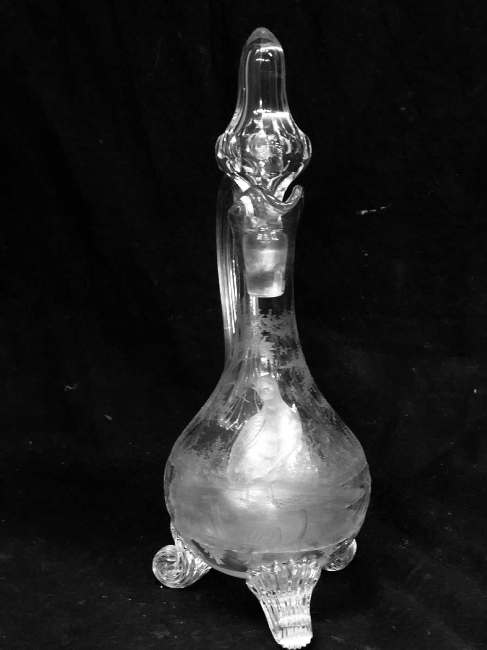 C19th cut glass and etched glass liquor decanter  View VIII