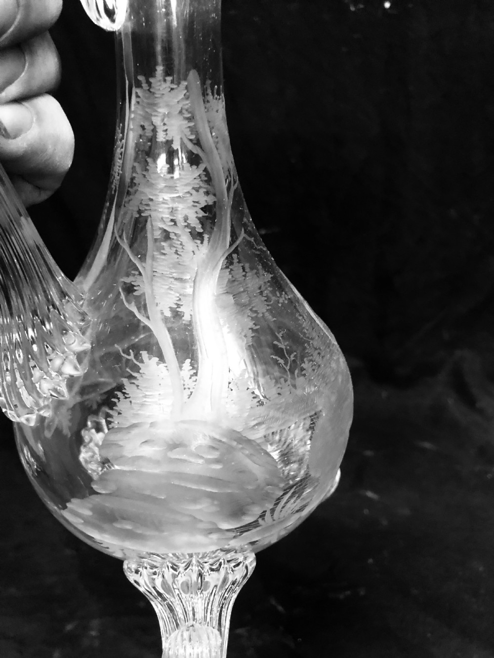 C19th cut glass and etched glass liquor decanter  View IX