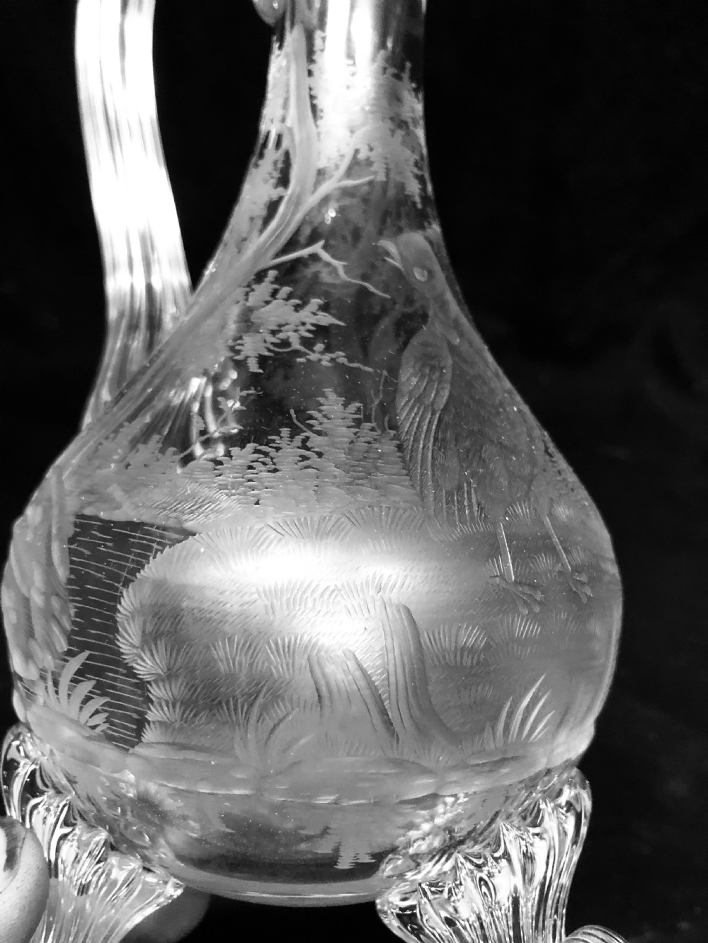C19th cut glass and etched glass liquor decanter  View XI