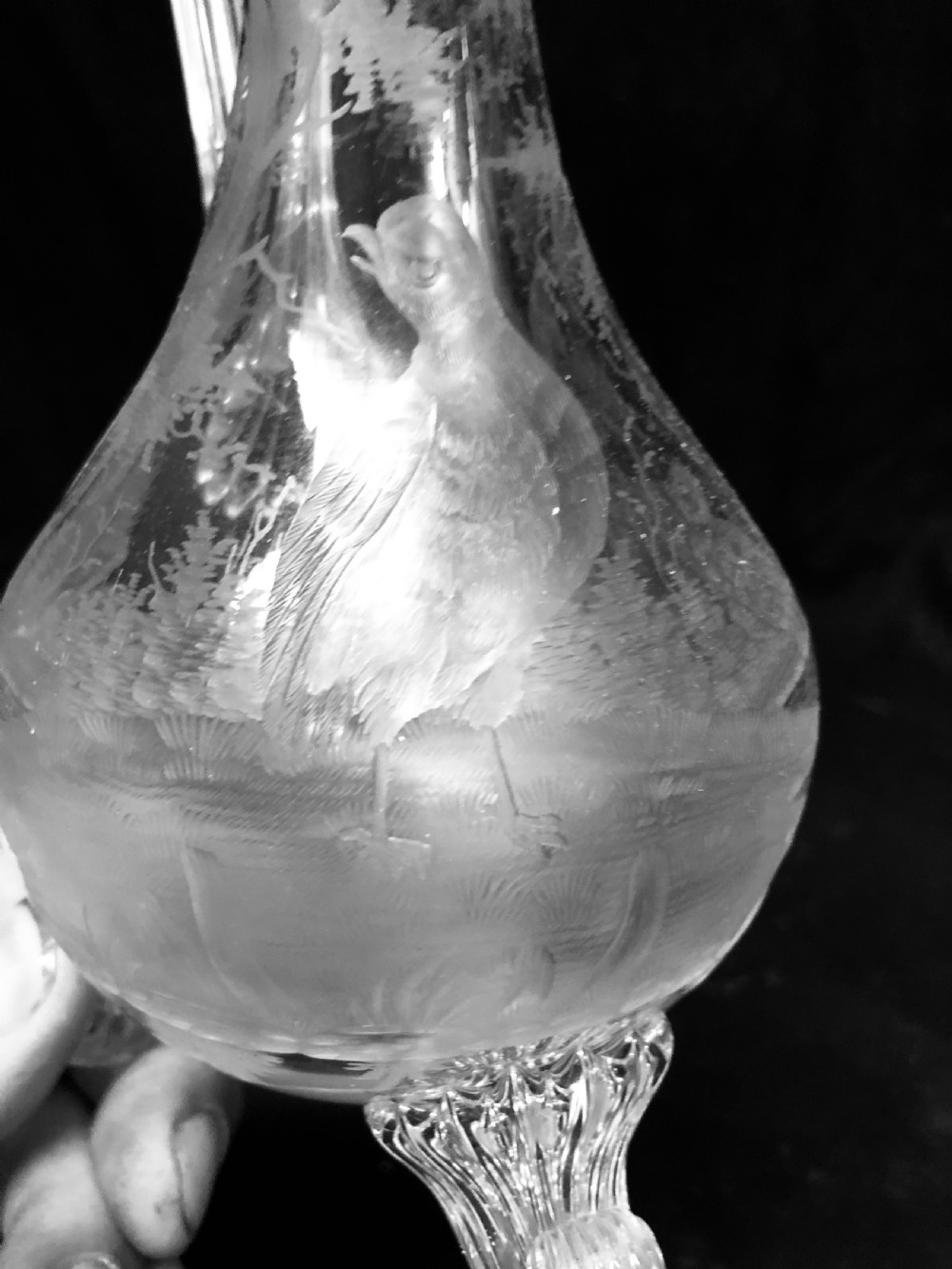 C19th cut glass and etched glass liquor decanter  View XII