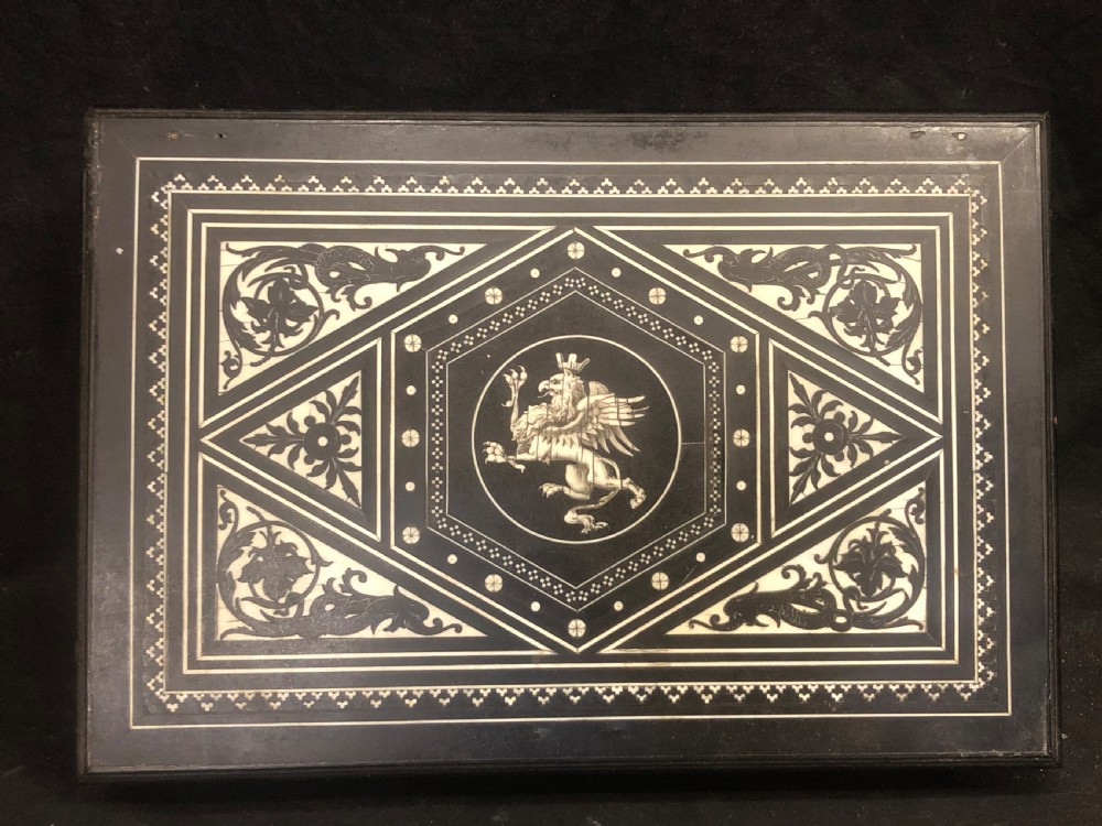 Early C19th Italian ebony and ivory inlaid box View III