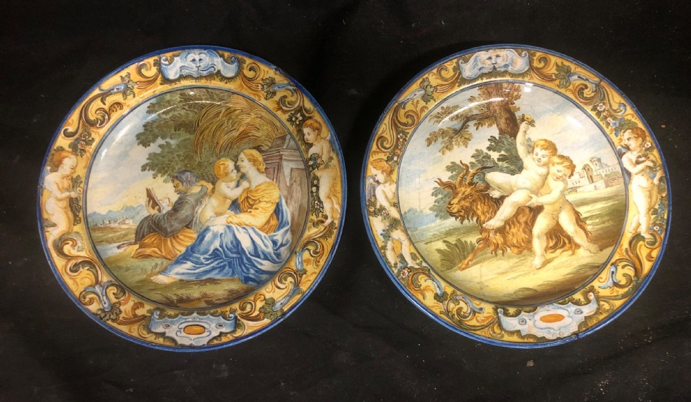 A pair of C18th maiolica plates  View III