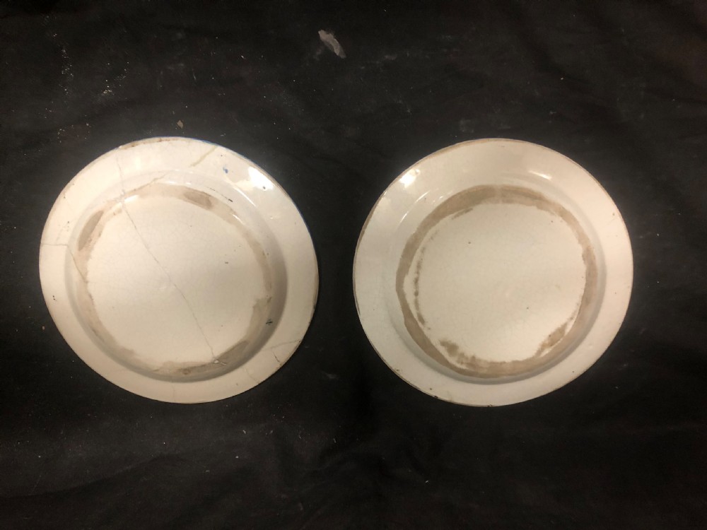 A pair of C18th maiolica plates  View V