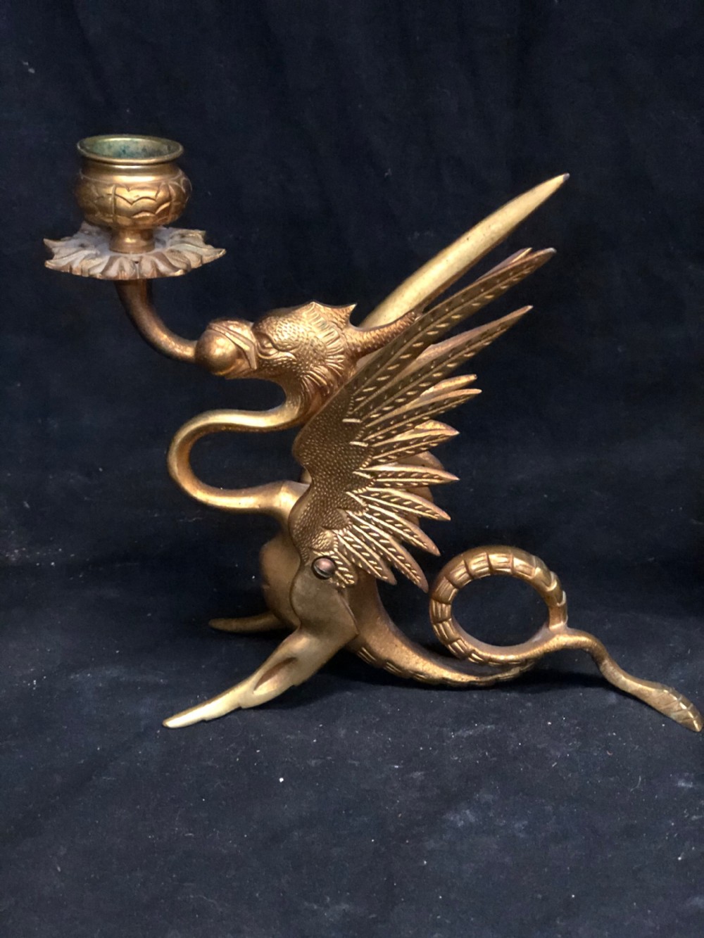 C19tg pair of gilt bronze candlesticks shaped as griffins View IV