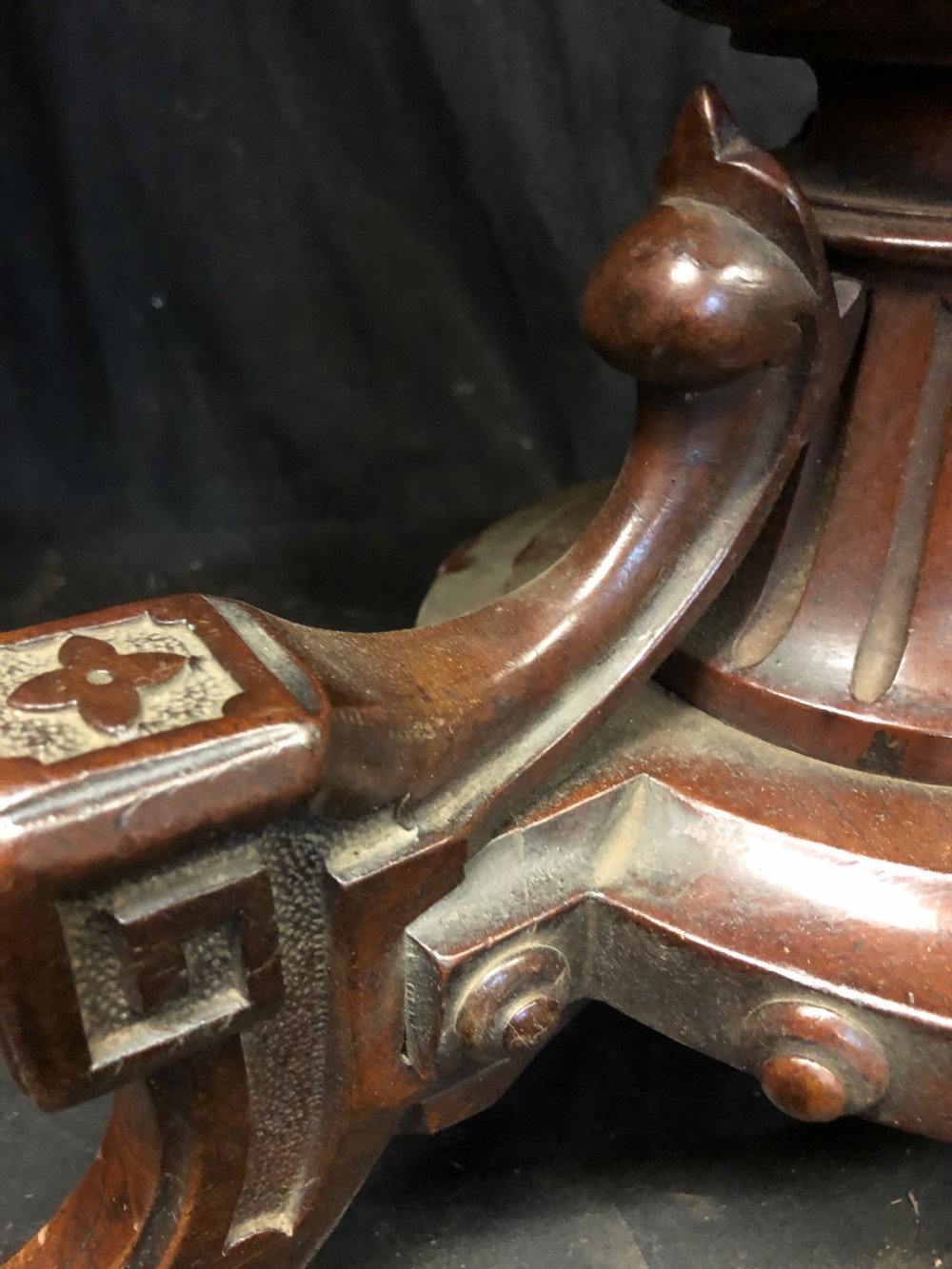 C19th walnut adjustable piano stool View VII