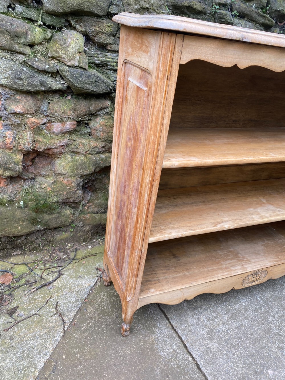 C19th small French chestnut bookcase  View V
