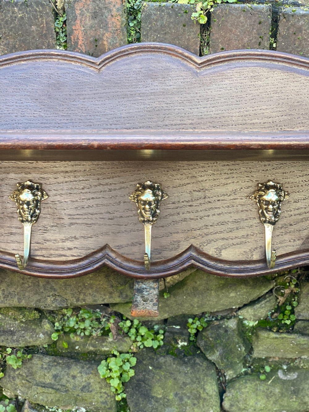 Wall mounted set of coat hooks and shelf  View II