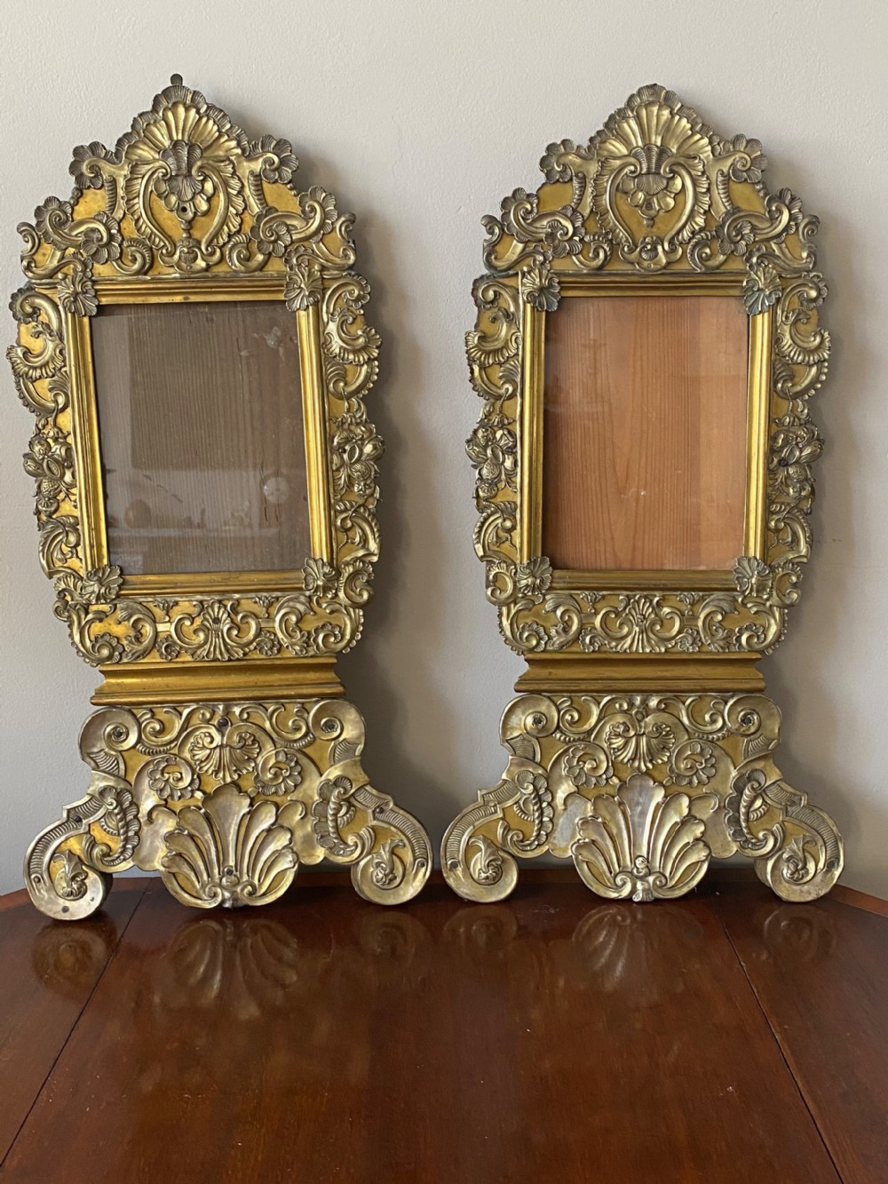 C18th pair of reposse easel mirrors 
