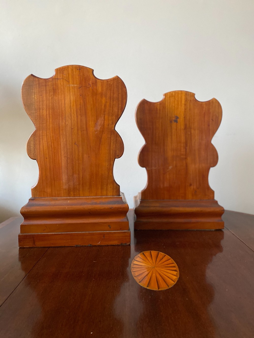 Near pair of satinwood early C19th plate stands  View III