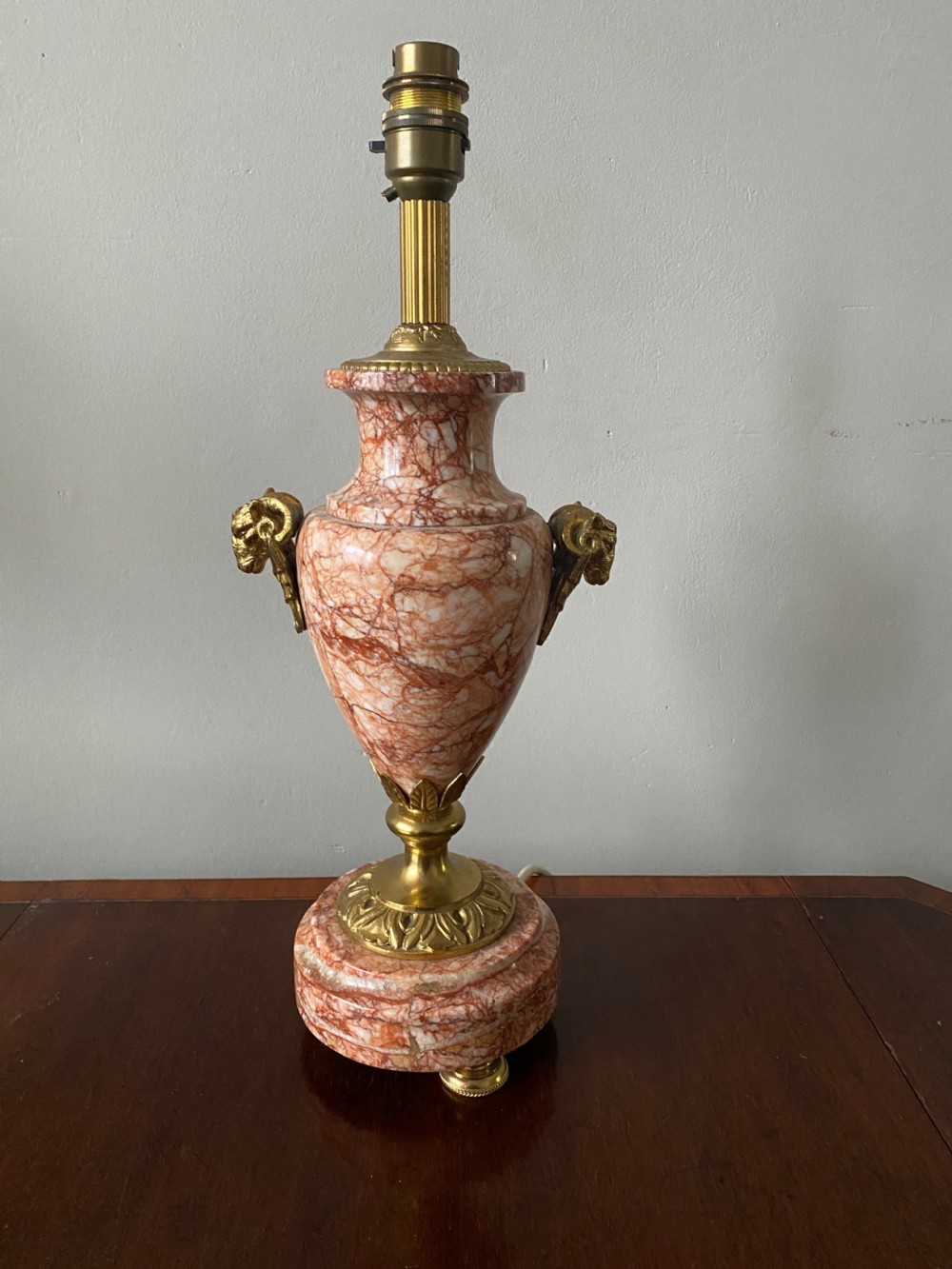 Early C20th ormolu mounted marble shaped lamp 